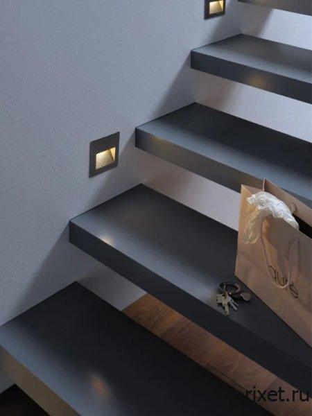 Встраиваемый светильник с датчиком движения, квадратный чёрный Встраиваемый светильник с датчиком движения, квадратный чёрный