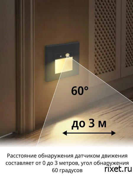 Встраиваемый светильник с датчиком движения, квадратный чёрный Встраиваемый светильник с датчиком движения, квадратный чёрный