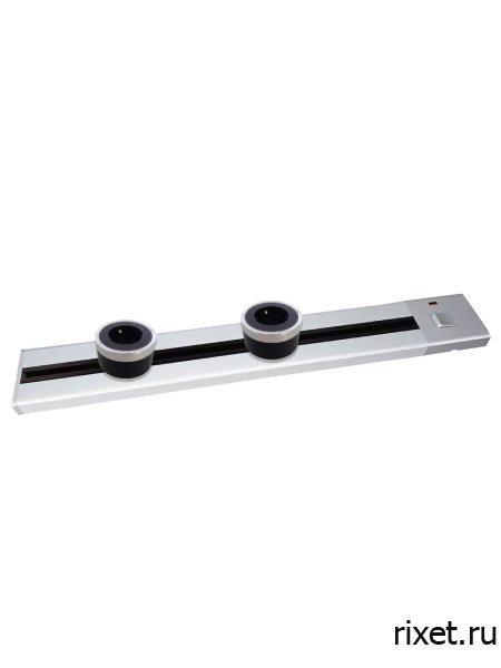 Трековая система розеток (металлическая), 2EU, 40 см, серебряная Трековая система розеток (металлическая), 2EU, 40 см, серебряная