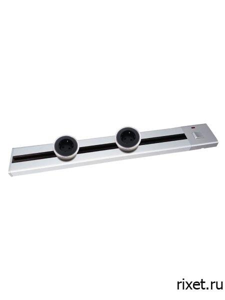 Трековая система розеток (металлическая), 2EU, 40 см, серебряная Трековая система розеток (металлическая), 2EU, 40 см, серебряная