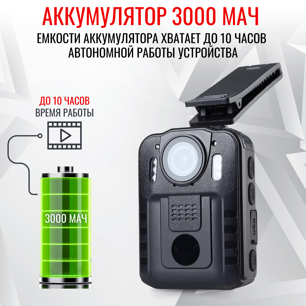 Персональный носимый видеорегистратор RIXET RX-11, встроенная АКБ Персональный носимый видеорегистратор RIXET RX-11, встроенная АКБ