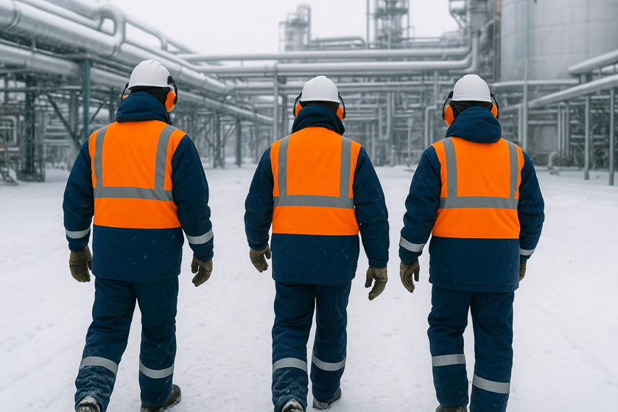 сотрудники в взрывоопасной зоне